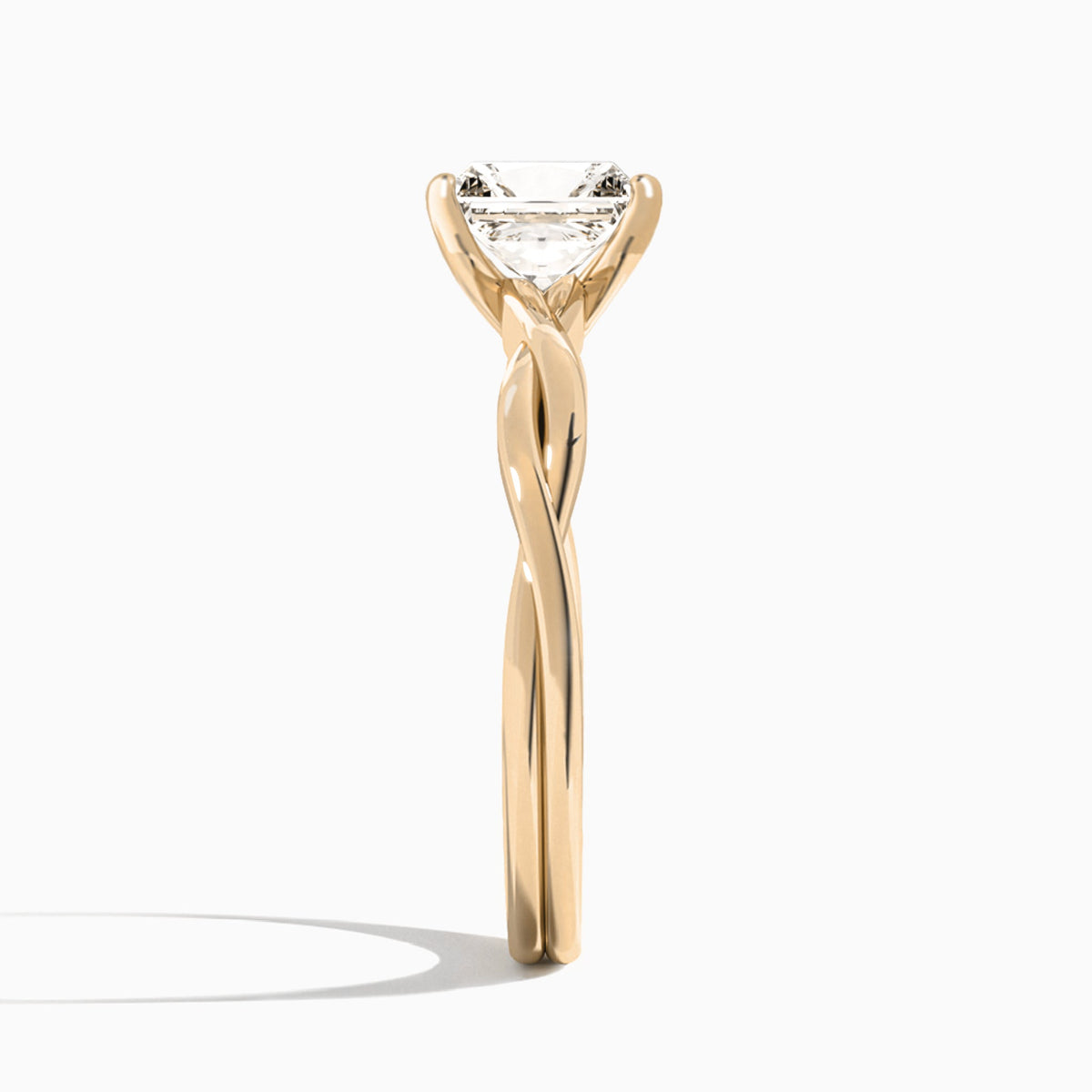 Radiant Twisted Vine Lab Grown Diamond Engagement Ring In 14K Rose Gold, Side View