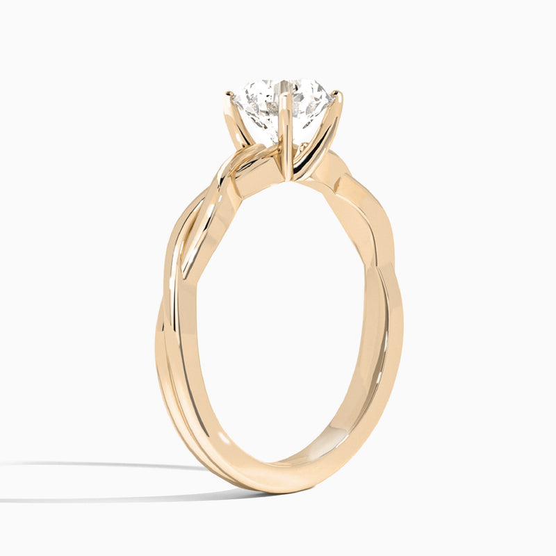 Round Twisted Vine Lab Grown Diamond Engagement Ring In 14K Rose Gold, Angle View