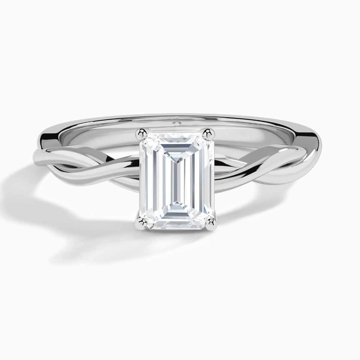 Emerald Twisted Vine Lab Grown Diamond Engagement Ring In 14K White Gold - Lucenjuri