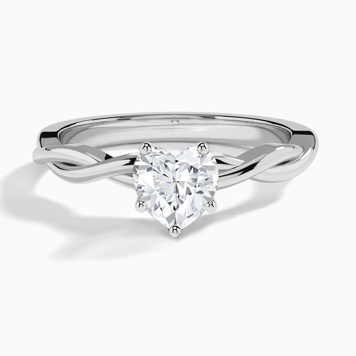 Heart Twisted Vine Lab Grown Diamond Engagement Ring In 14K White Gold - Lucenjuri