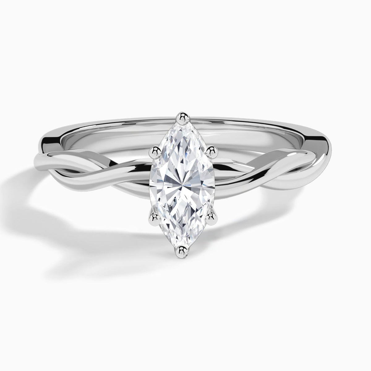 Marquise Twisted Vine Lab Grown Diamond Engagement Ring In 14K White Gold - Lucenjuri