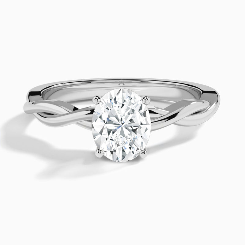 Oval Twisted Vine Lab Grown Diamond Engagement Ring In 14K White Gold - Lucenjuri