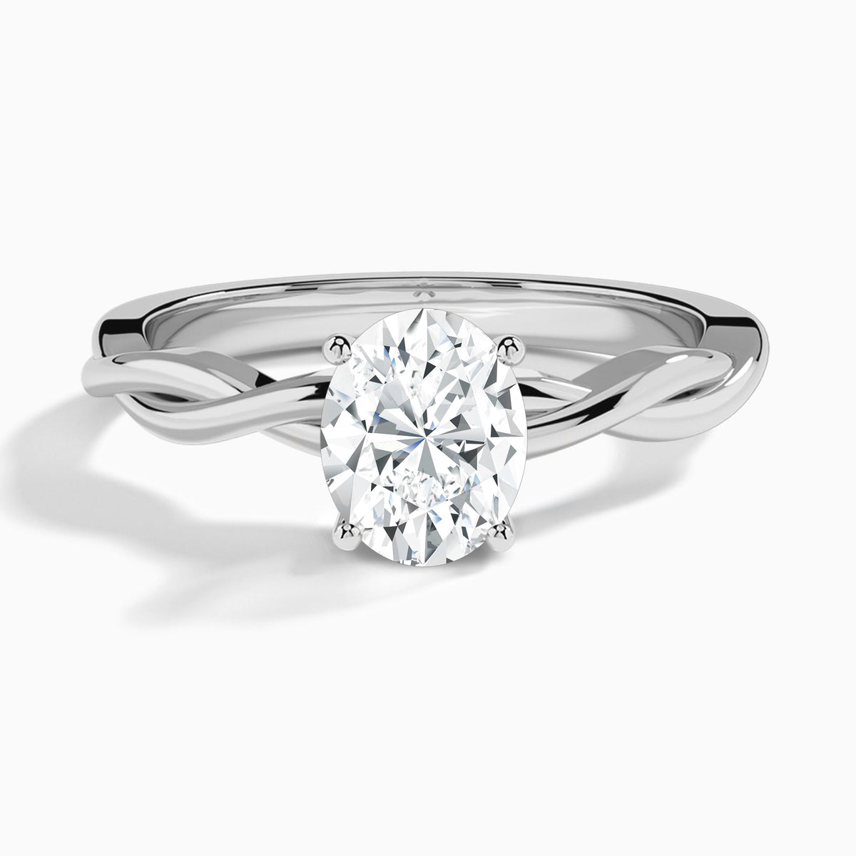 Oval Twisted Vine Lab Grown Diamond Engagement Ring In 14K White Gold - Lucenjuri