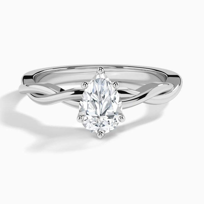 Pear Twisted Vine Lab Grown Diamond Engagement Ring In 14K White Gold - Lucenjuri