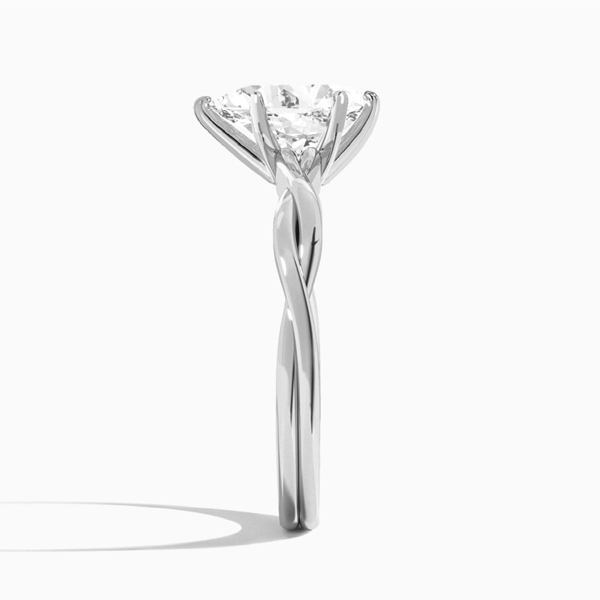 Pear Twisted Vine Lab Grown Diamond Engagement Ring In 18K White Gold, Side View