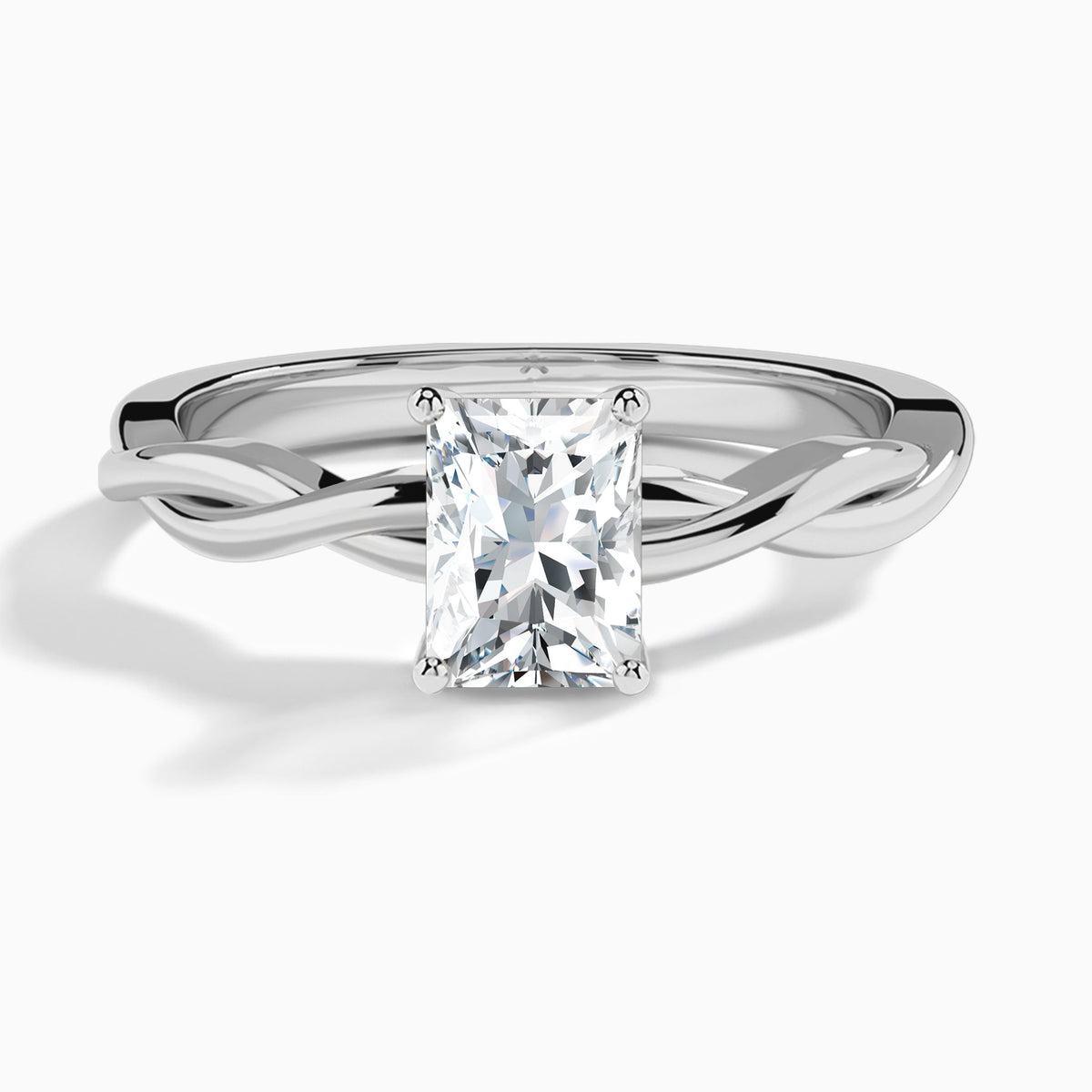 Radiant Twisted Vine Lab Grown Diamond Engagement Ring In 18K White Gold - Lucenjuri
