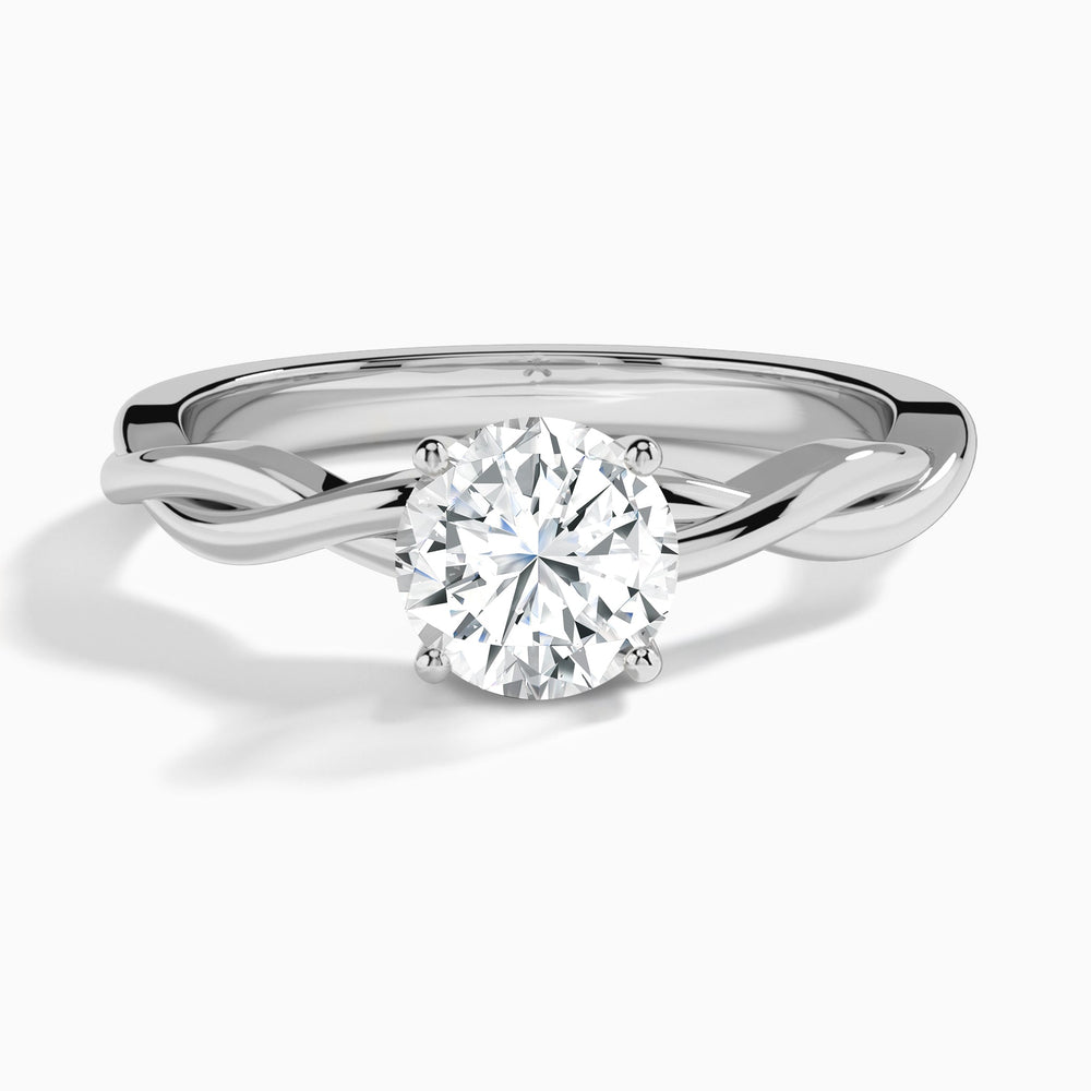 Round Twisted Vine Lab Grown Diamond Engagement Ring In 14K White Gold - Lucenjuri