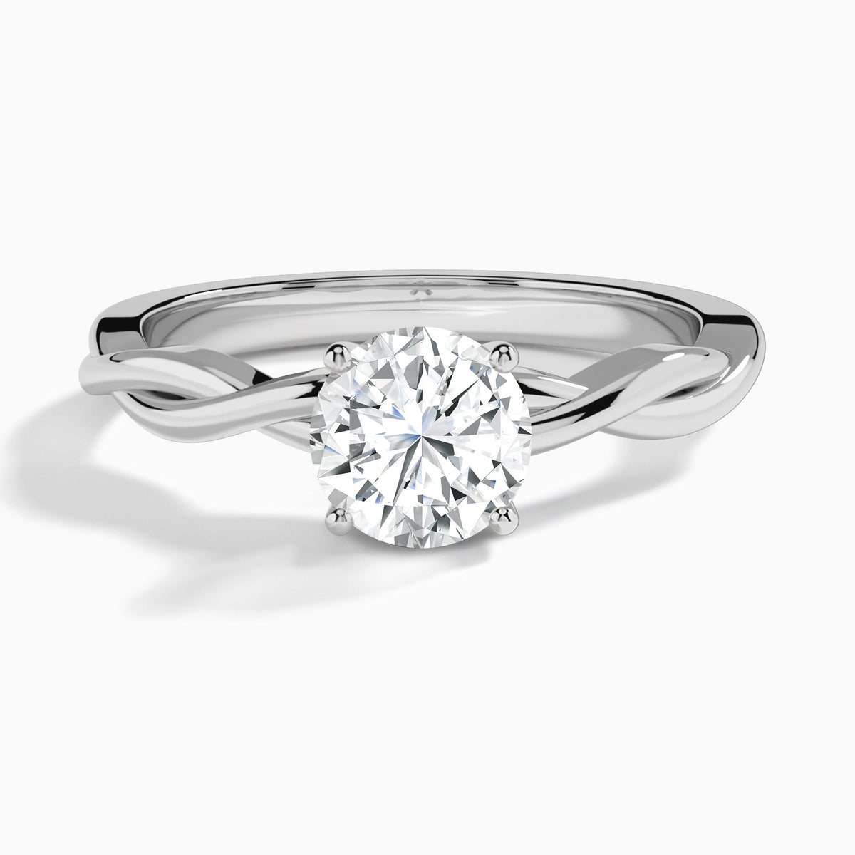 Round Twisted Vine Lab Grown Diamond Engagement Ring In 18K White Gold - Lucenjuri