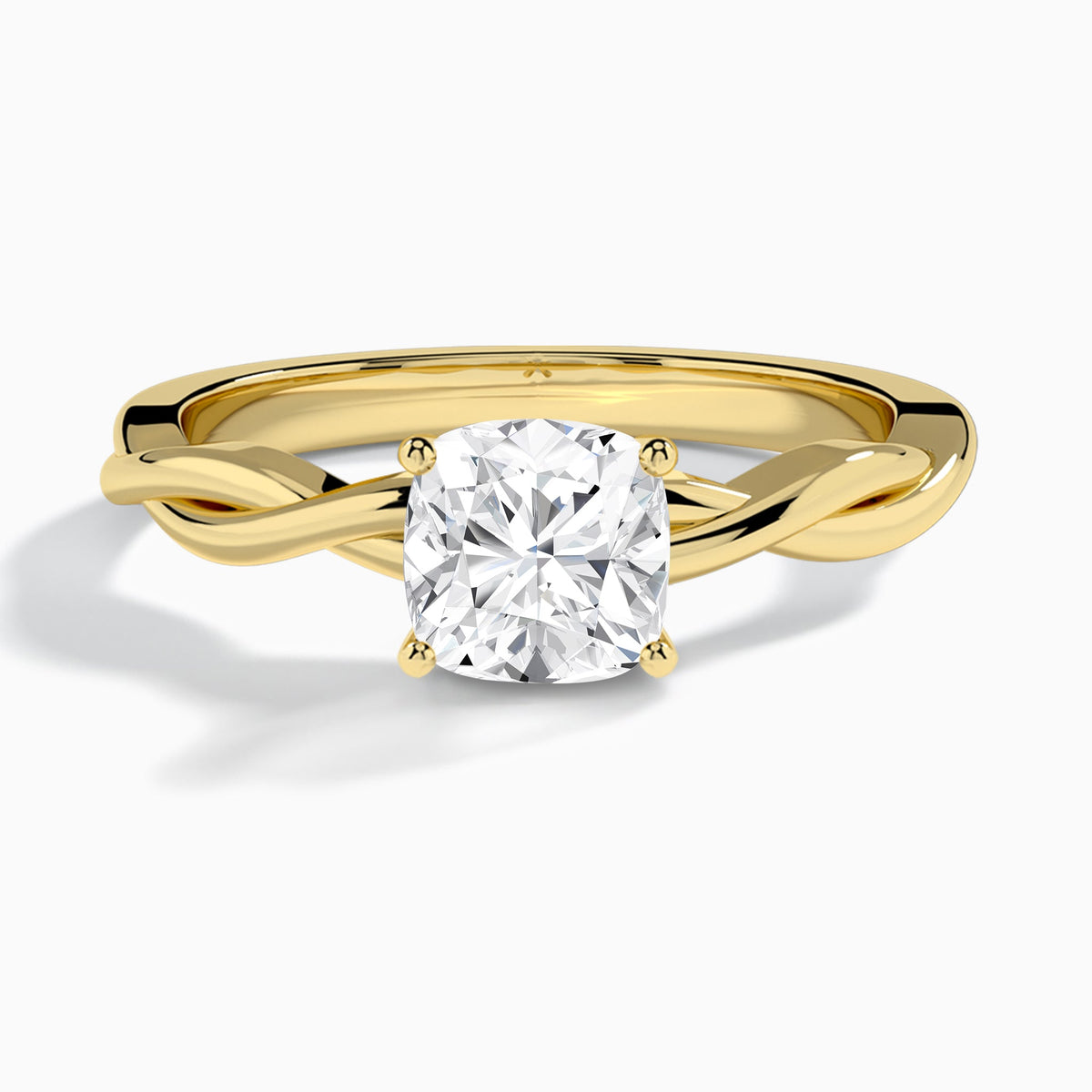 Cushion Twisted Vine Lab Grown Diamond Engagement Ring In 14K Yellow Gold - Lucenjuri