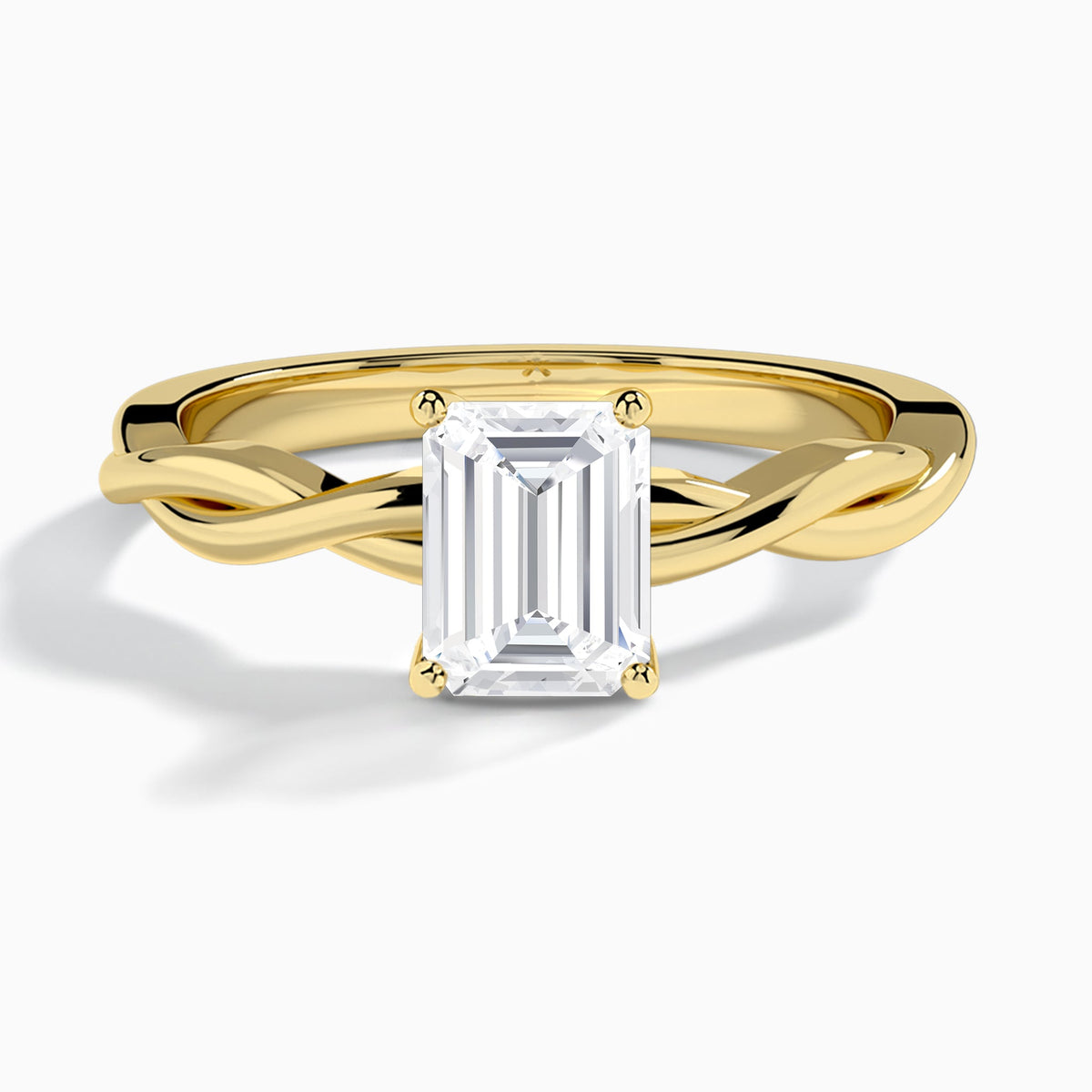 Emerald Twisted Vine Lab Grown Diamond Engagement Ring In 14K Yellow Gold - Lucenjuri