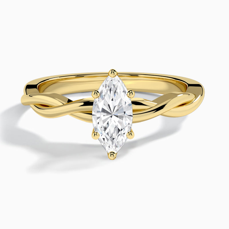 Marquise Twisted Vine Lab Grown Diamond Engagement Ring In 18K Yellow Gold - Lucenjuri