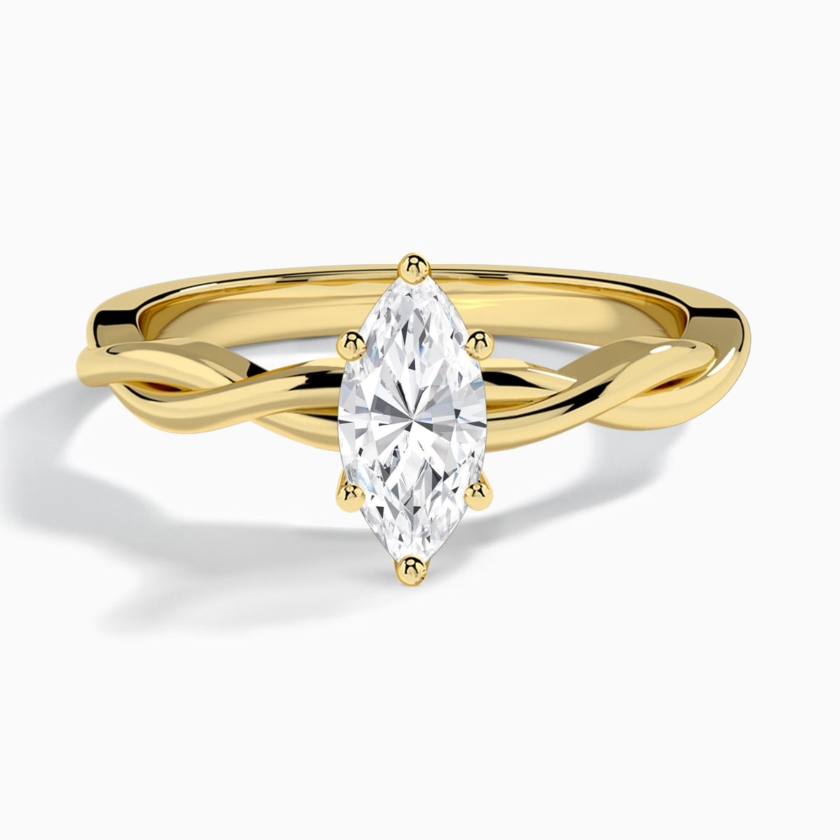 Marquise Twisted Vine Lab Grown Diamond Engagement Ring In 18K Yellow Gold - Lucenjuri