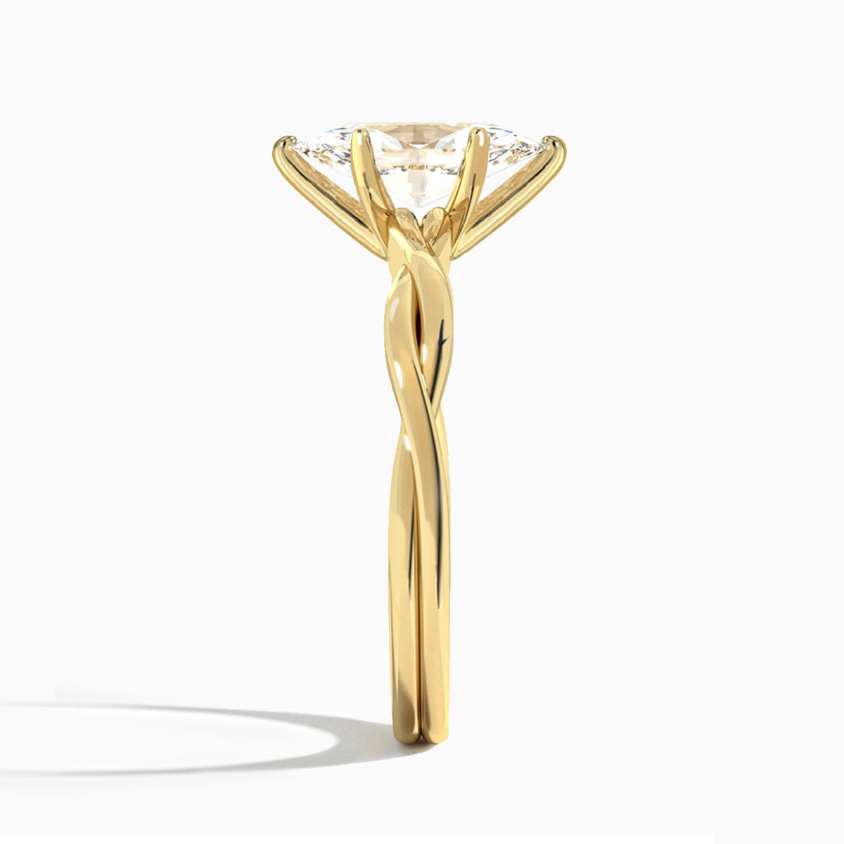 Marquise Twisted Vine Lab Grown Diamond Engagement Ring In 18K Yellow Gold, Side View