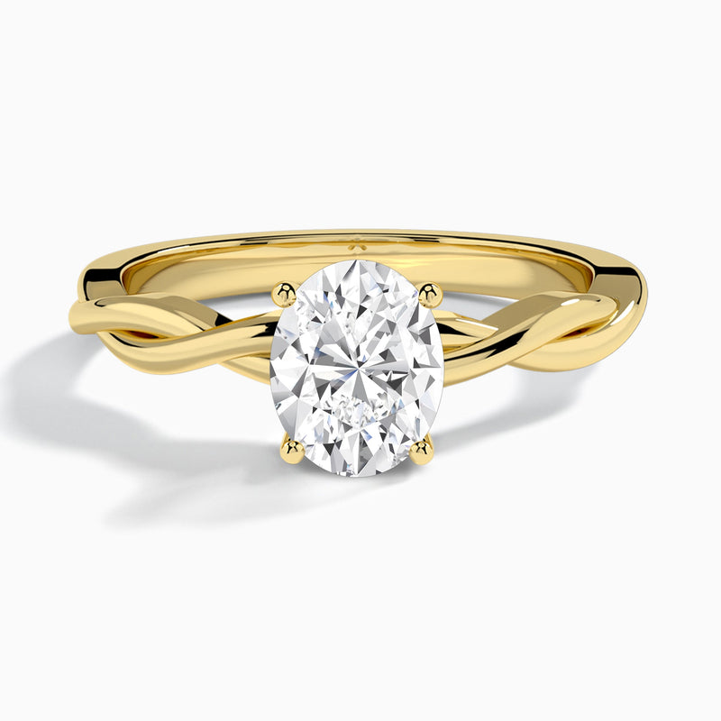 Oval Twisted Vine Lab Grown Diamond Engagement Ring In 18K Yellow Gold - Lucenjuri