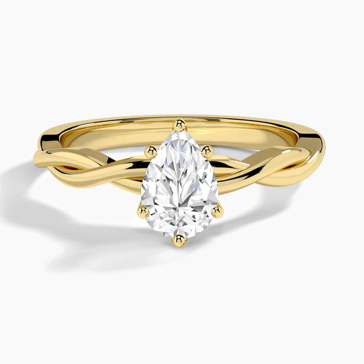 Pear Twisted Vine Lab Grown Diamond Engagement Ring In 18K Yellow Gold - Lucenjuri
