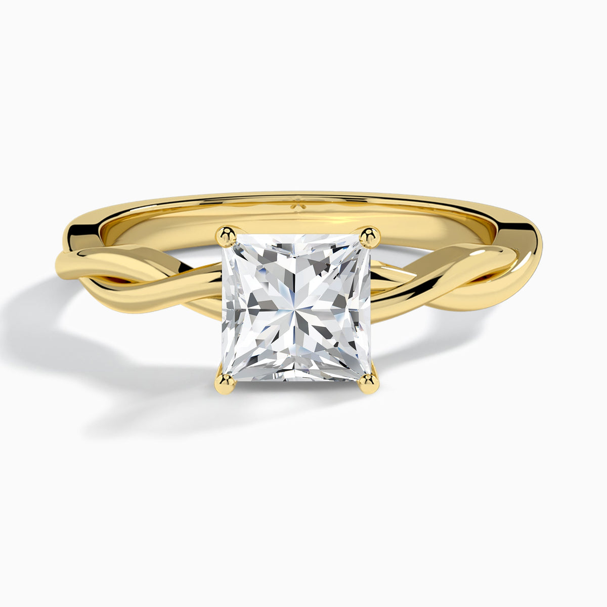 Princess Twisted Vine Lab Grown Diamond Engagement Ring In 18K Yellow Gold - Lucenjuri