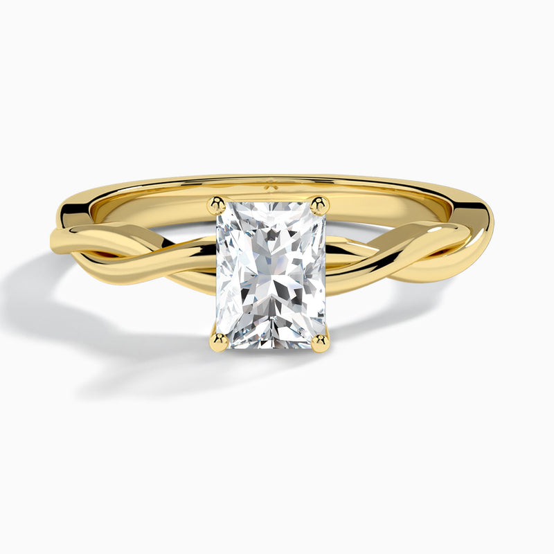Radiant Twisted Vine Lab Grown Diamond Engagement Ring In 14K Yellow Gold - Lucenjuri