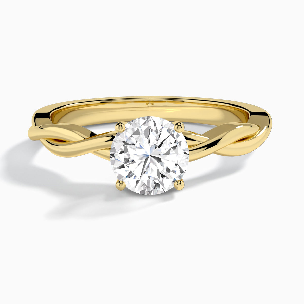 Round Twisted Vine Lab Grown Diamond Engagement Ring In 14K Yellow Gold - Lucenjuri