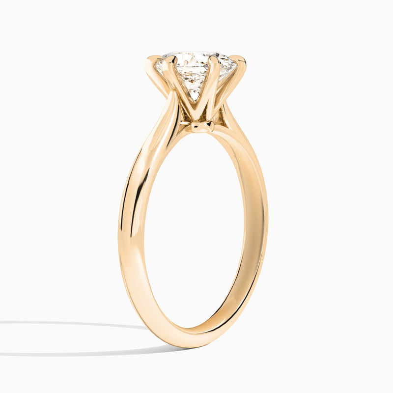 Oval Lab Grown Diamond Solitaire Engagement Ring In 14K Rose Gold, Angle View