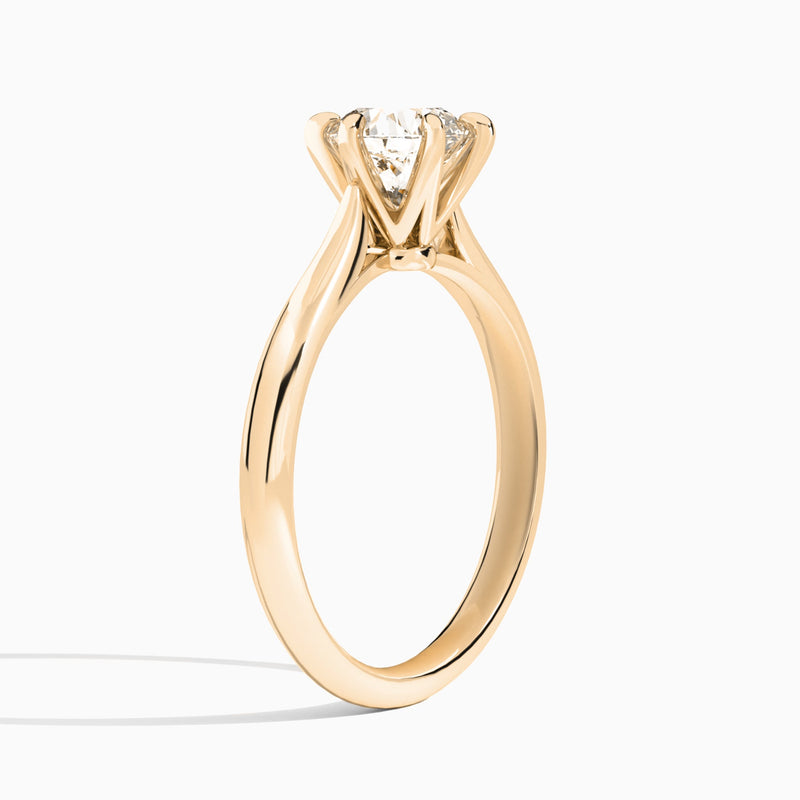 Round Lab Grown Diamond Solitaire Engagement Ring In 14K Rose Gold, Angle View