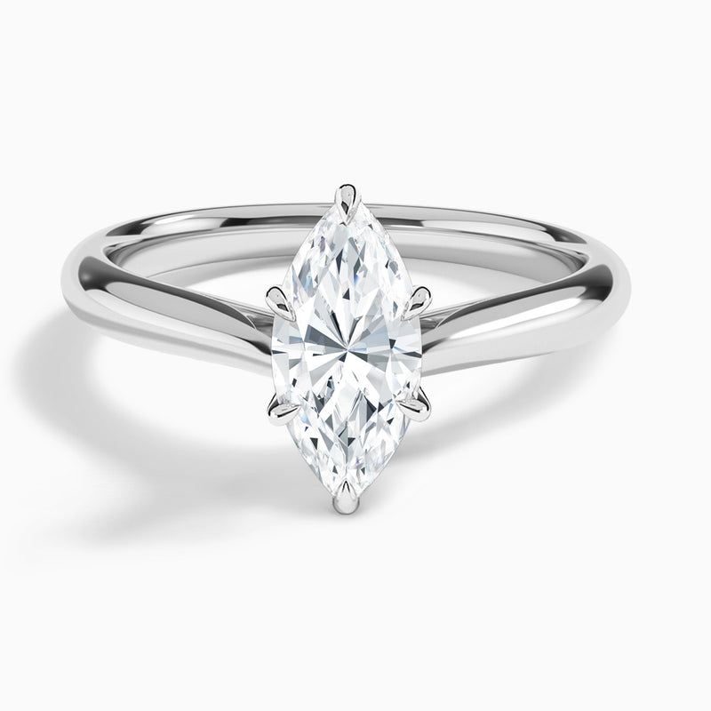 Marquise Lab Grown Diamond Solitaire Engagement Ring In 18K White Gold - Lucenjuri