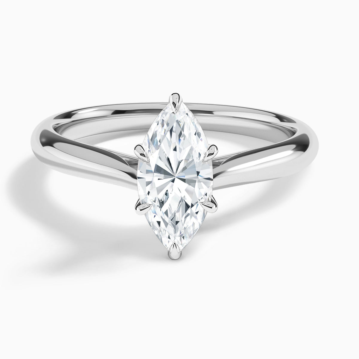 Marquise Lab Grown Diamond Solitaire Engagement Ring In 14K White Gold - Lucenjuri