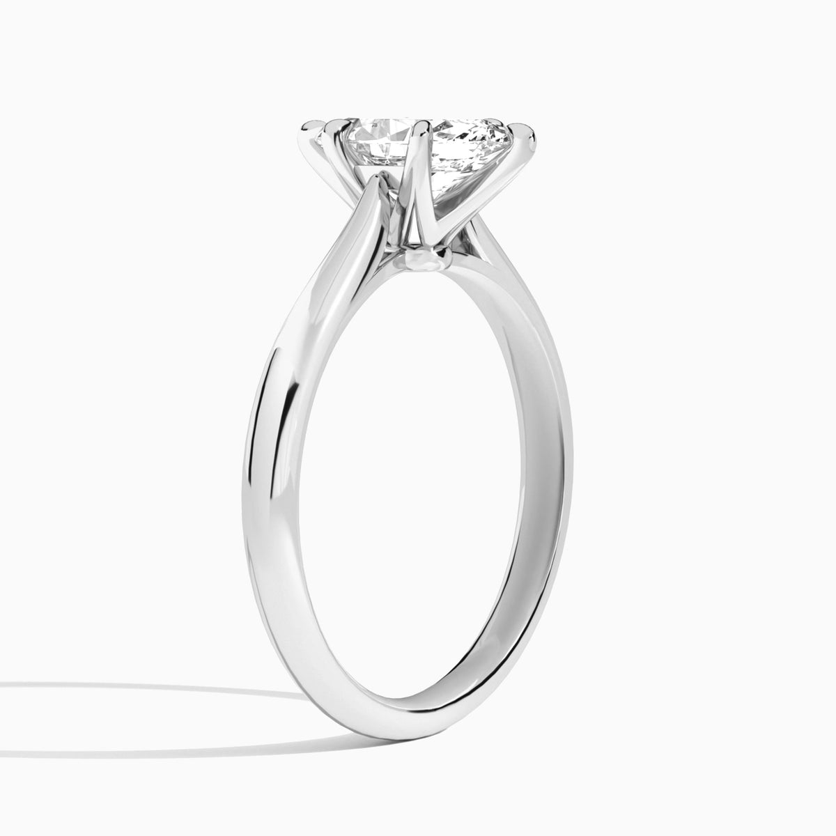 Marquise Lab Grown Diamond Solitaire Engagement Ring In 14K White Gold, Angle View