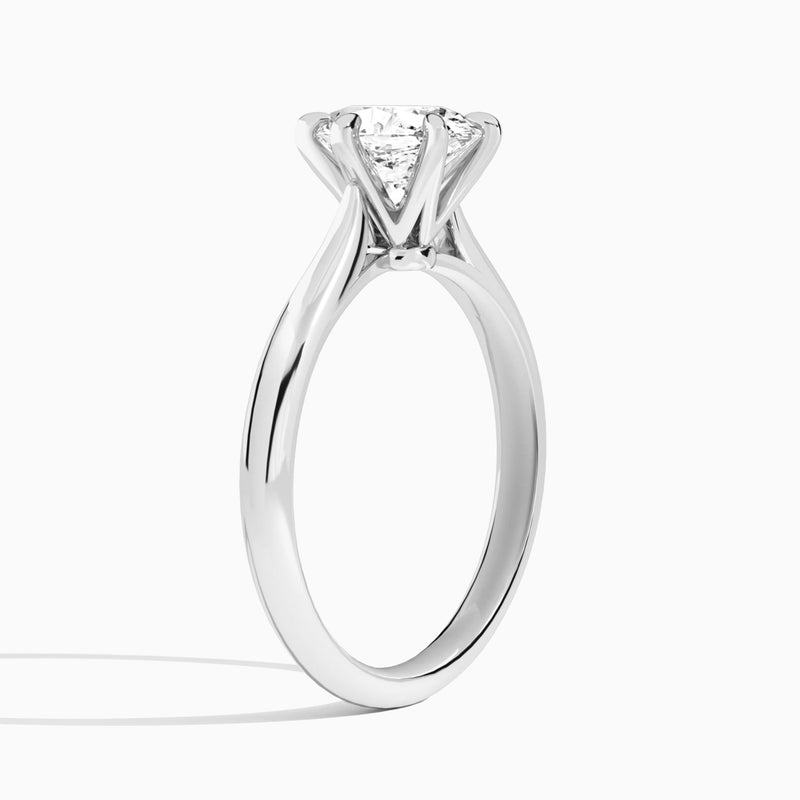 Oval Lab Grown Diamond Solitaire Engagement Ring In 18K White Gold, Angle View