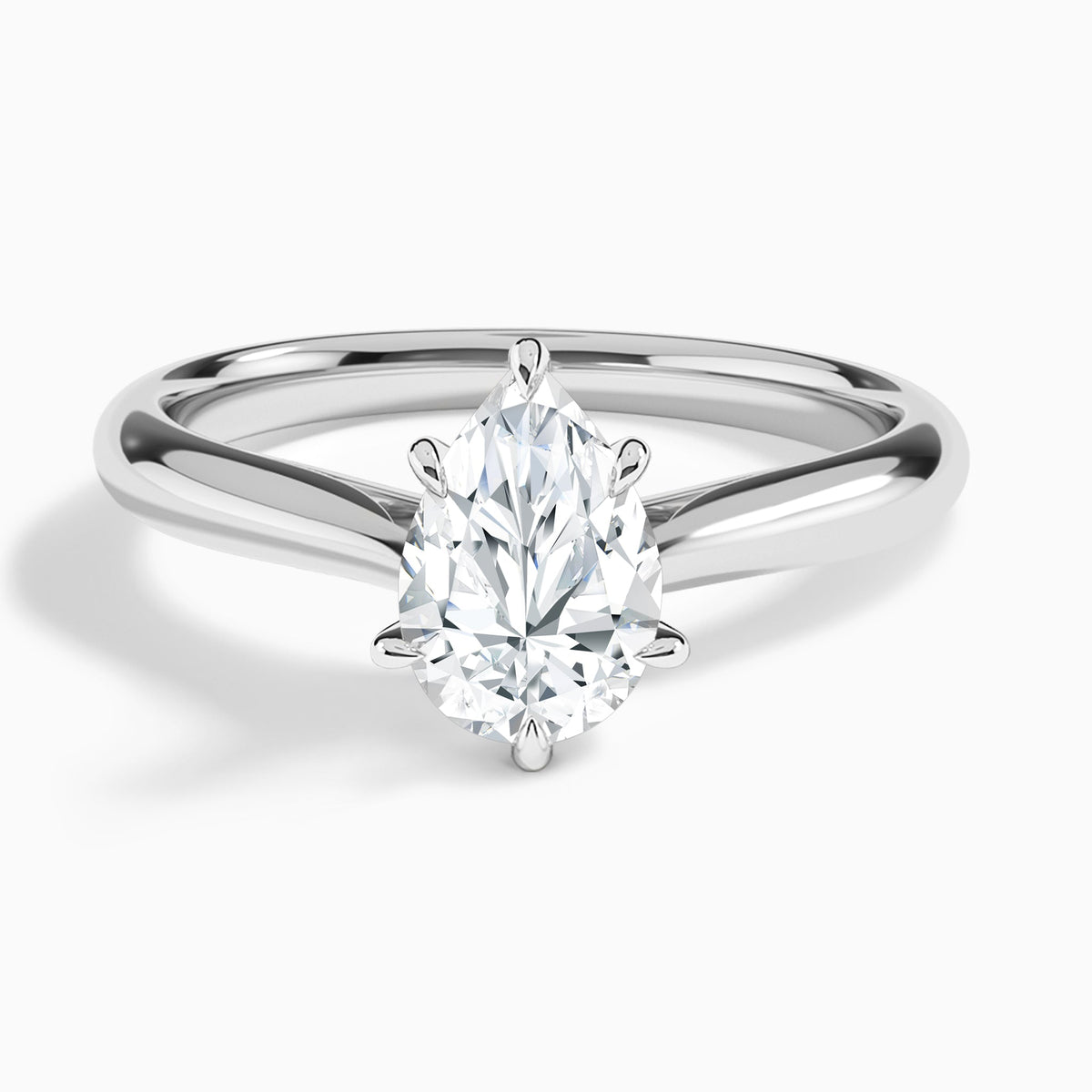 Pear Lab Grown Diamond Solitaire Engagement Ring In 18K White Gold - Lucenjuri