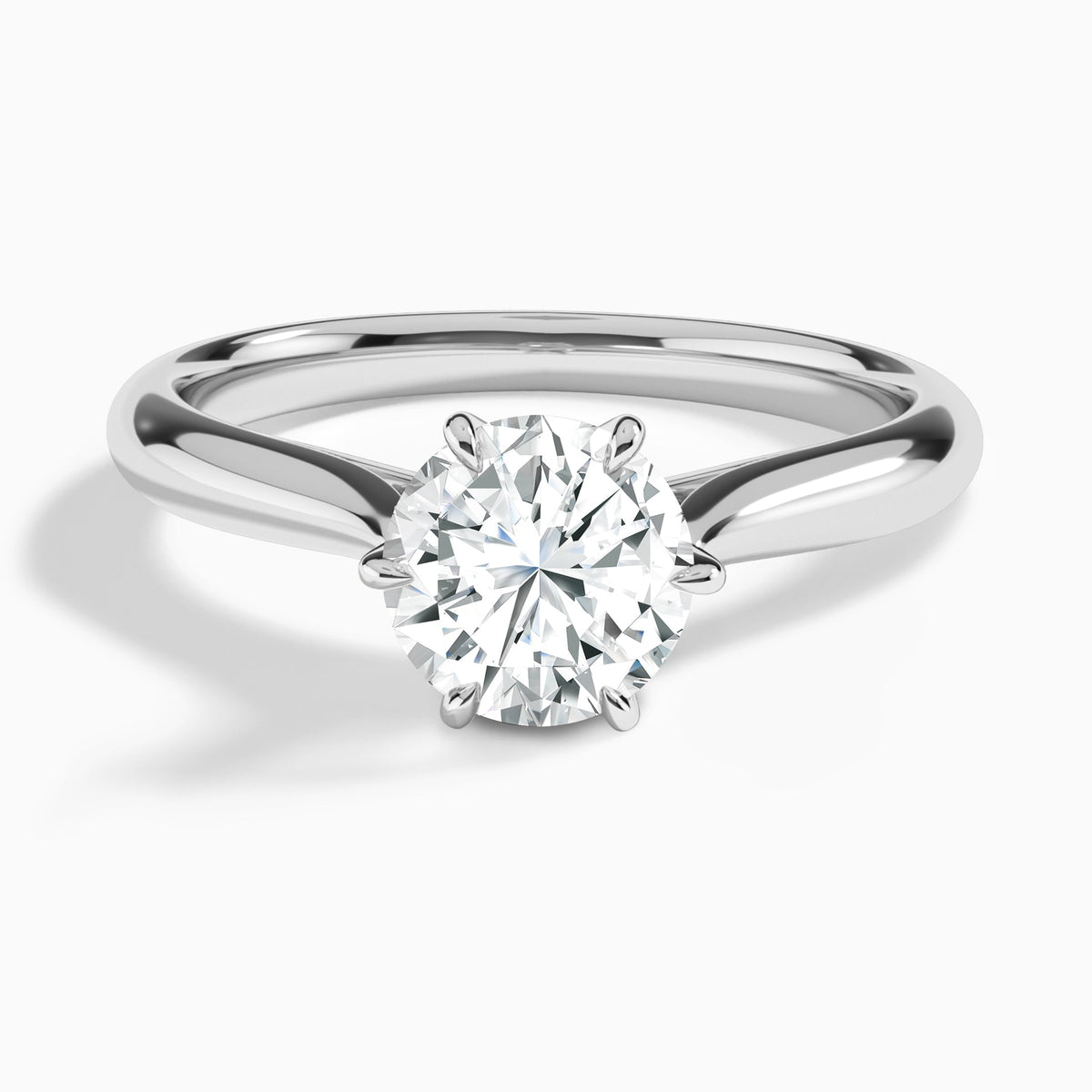 Round Lab Grown Diamond Solitaire Engagement Ring In 18K White Gold - Lucenjuri