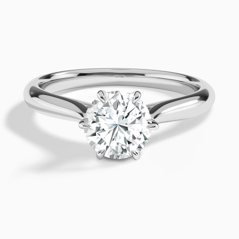 Round Lab Grown Diamond Solitaire Engagement Ring In 14K White Gold - Lucenjuri