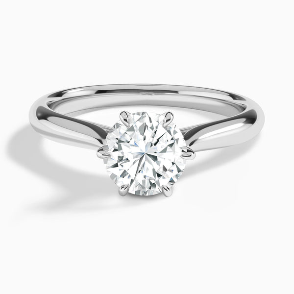 Round Lab Grown Diamond Solitaire Engagement Ring In 14K White Gold - Lucenjuri