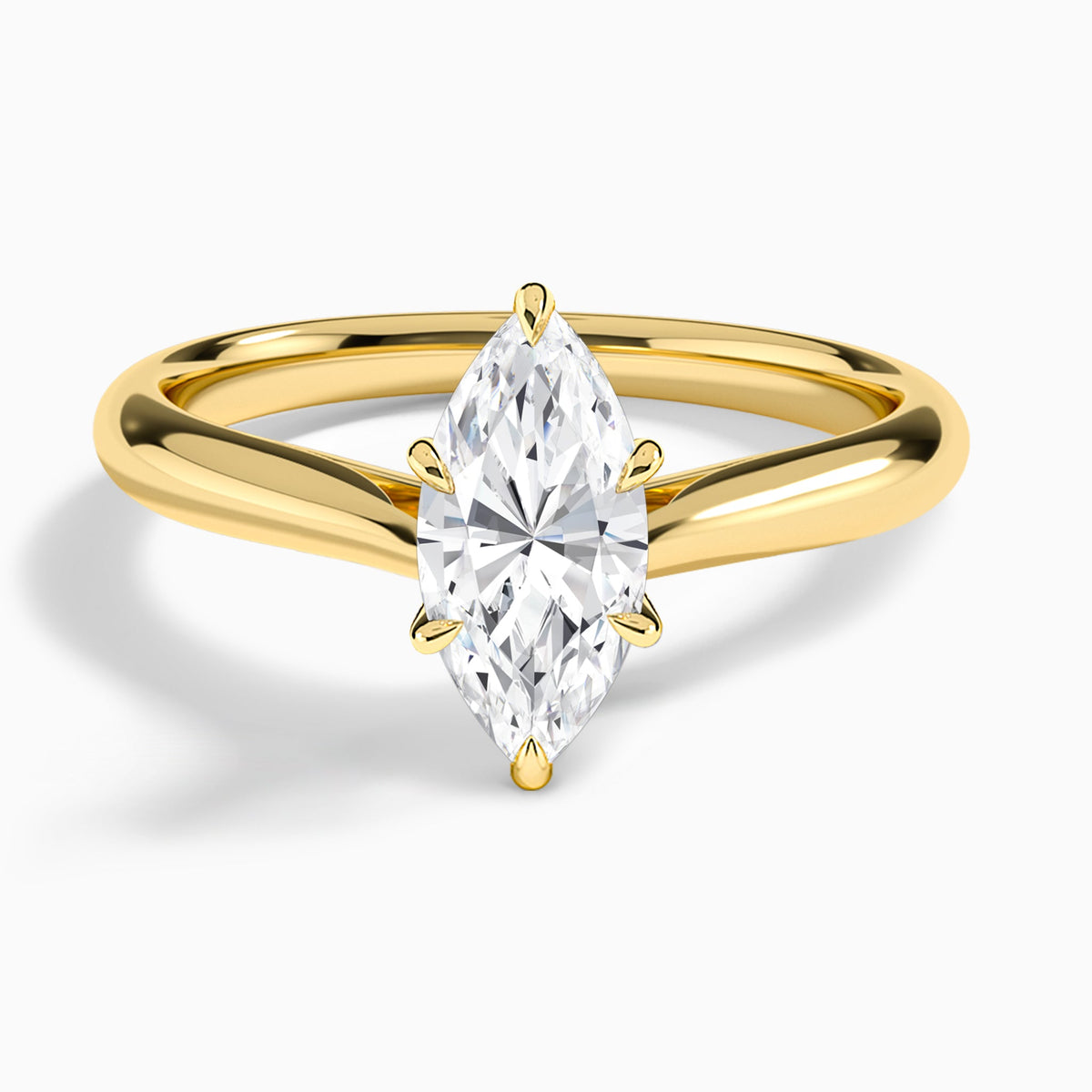 Marquise Lab Grown Diamond Solitaire Engagement Ring In 18K Yellow Gold - Lucenjuri