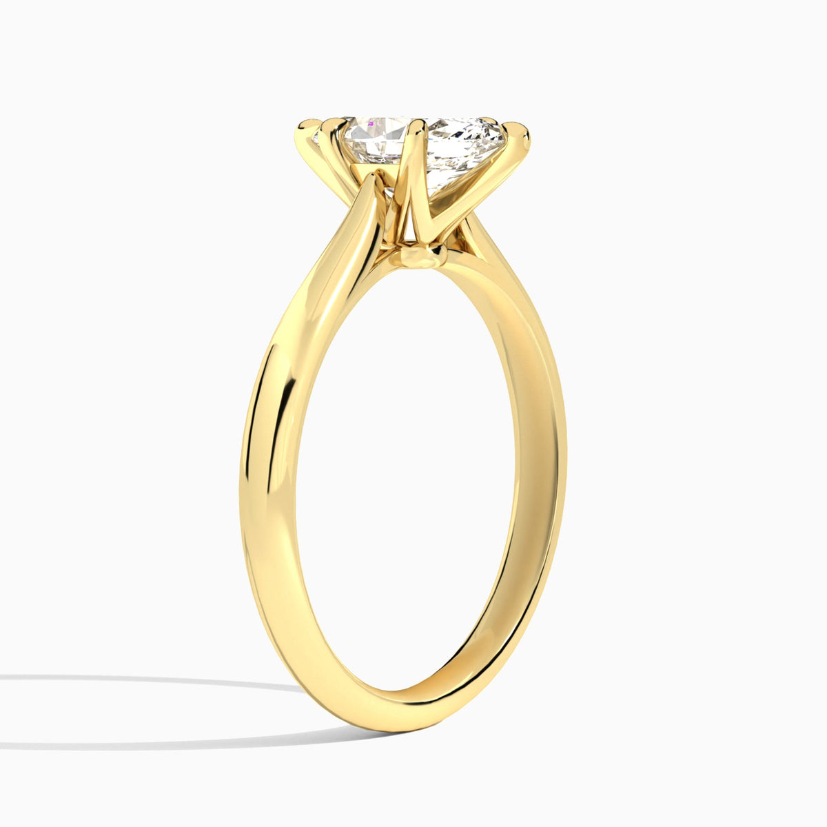 Marquise Lab Grown Diamond Solitaire Engagement Ring In 14K Yellow Gold, Angle View