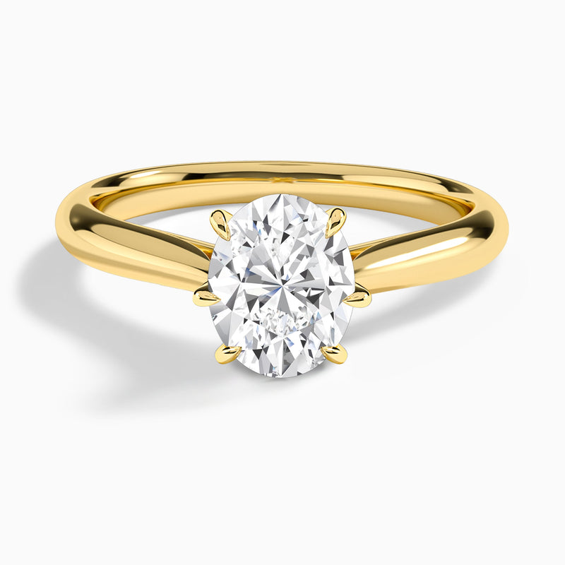 Oval Lab Grown Diamond Solitaire Engagement Ring In 18K Yellow Gold - Lucenjuri