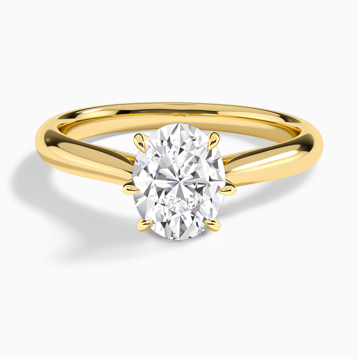 Oval Lab Grown Diamond Solitaire Engagement Ring In 18K Yellow Gold - Lucenjuri
