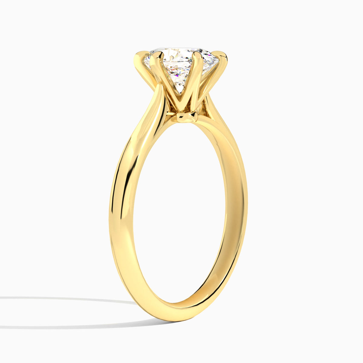 Oval Lab Grown Diamond Solitaire Engagement Ring In 18K Yellow Gold, Angle View