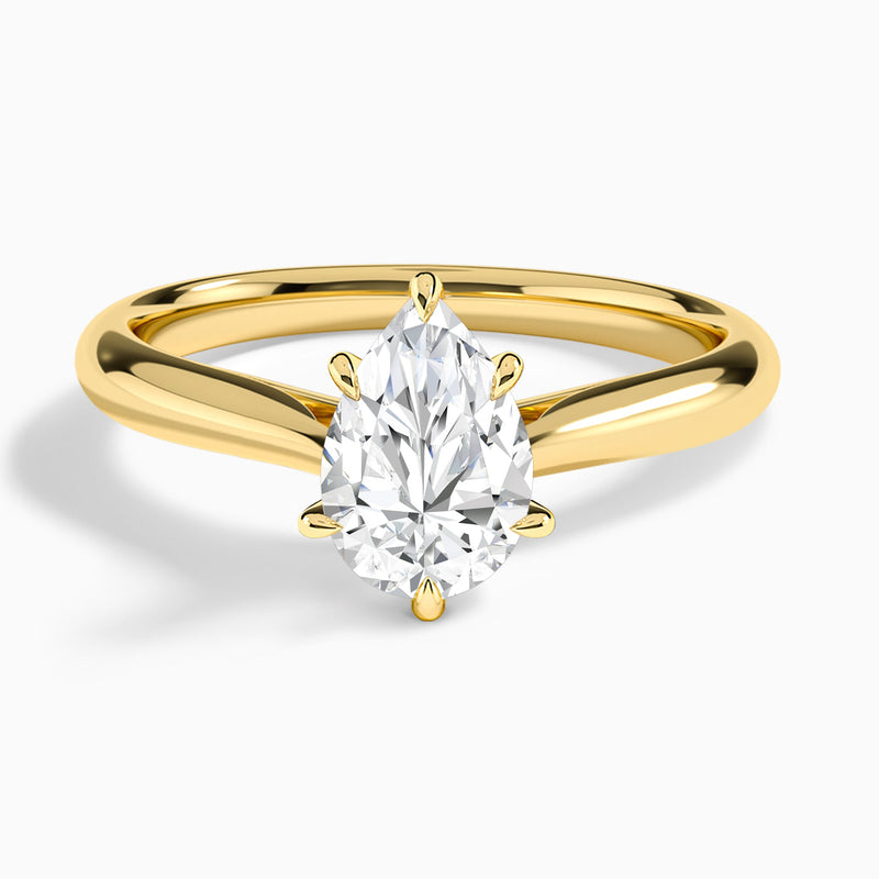 Pear Lab Grown Diamond Solitaire Engagement Ring In 14K Yellow Gold - Lucenjuri