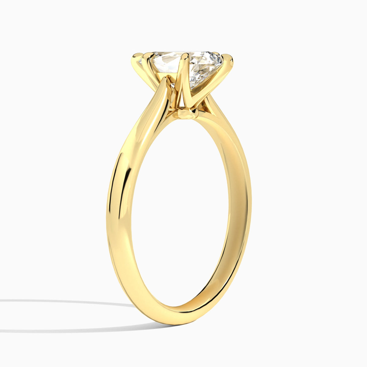 Pear Lab Grown Diamond Solitaire Engagement Ring In 14K Yellow Gold, Angle View
