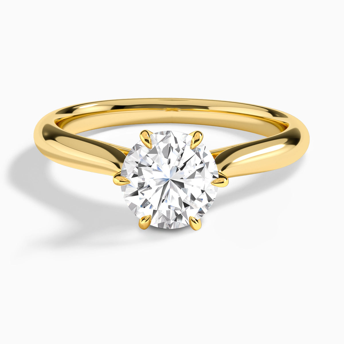 Round Lab Grown Diamond Solitaire Engagement Ring In 18K Yellow Gold - Lucenjuri