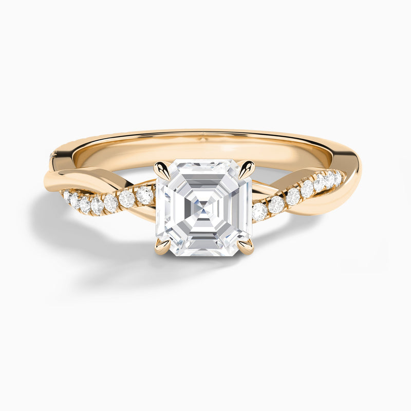 Asscher Accented Twisted Vine Lab Diamond Engagement Ring In 14K Rose Gold - Lucenjuri