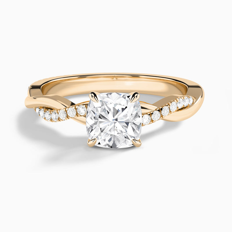 Cushion Accented Twisted Vine Lab Diamond Engagement Ring In 14K Rose Gold - Lucenjuri