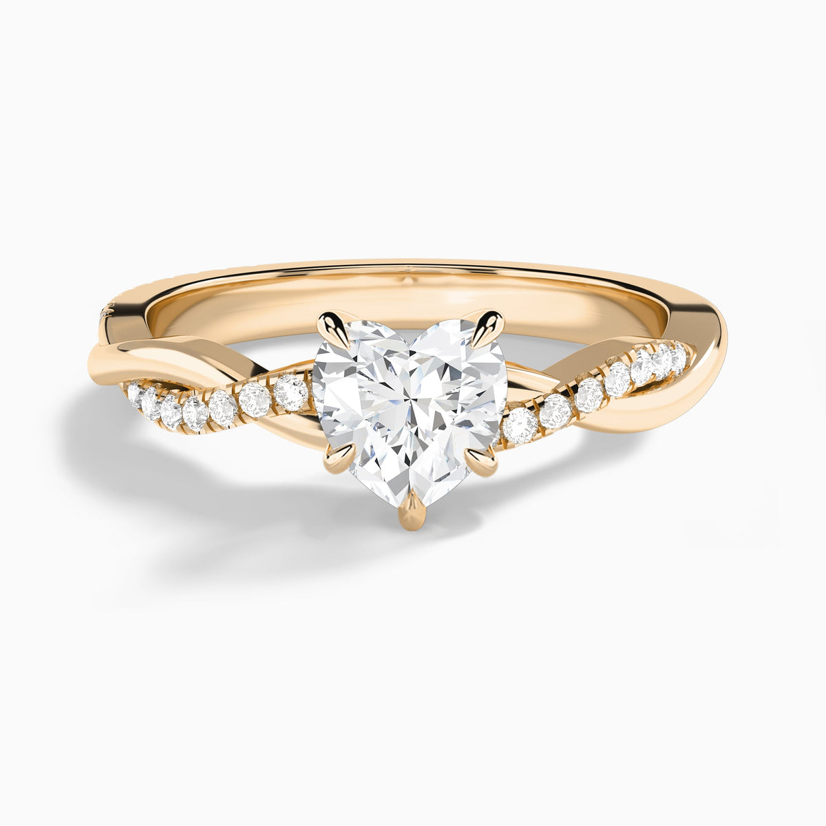 Heart Accented Twisted Vine Lab Diamond Engagement Ring In 14K Rose Gold - Lucenjuri