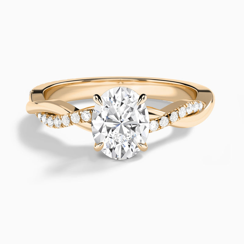 Oval Accented Twisted Vine Lab Diamond Engagement Ring In 14K Rose Gold - Lucenjuri