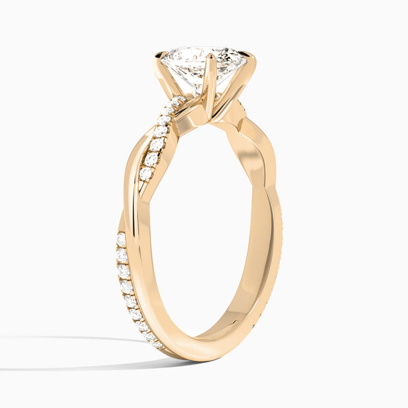 Oval Accented Twisted Vine Lab Diamond Engagement Ring In 14K Rose Gold, Angle View