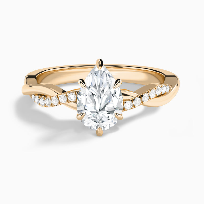 Pear Accented Twisted Vine Lab Diamond Engagement Ring In 14K Rose Gold - Lucenjuri