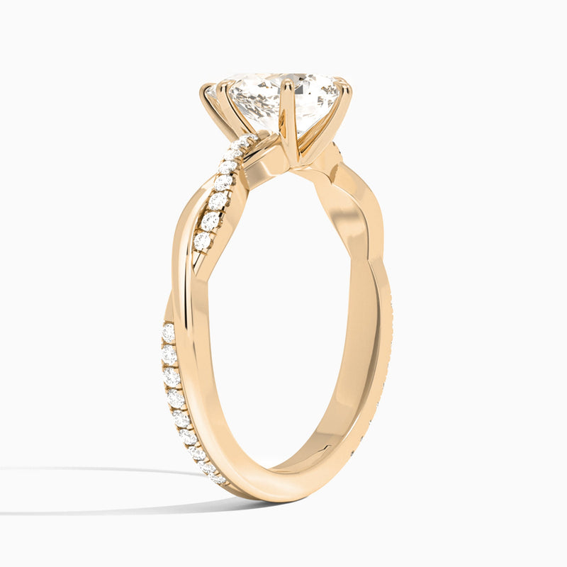 Pear Accented Twisted Vine Lab Diamond Engagement Ring In 14K Rose Gold, Angle View