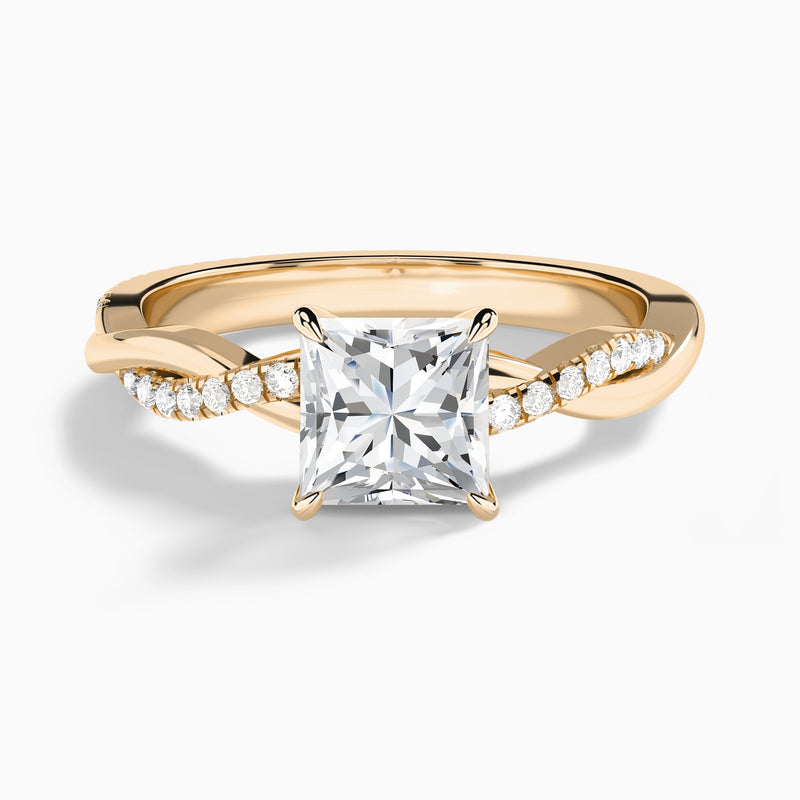 Princess Accented Twisted Vine Lab Diamond Engagement Ring In 14K Rose Gold - Lucenjuri