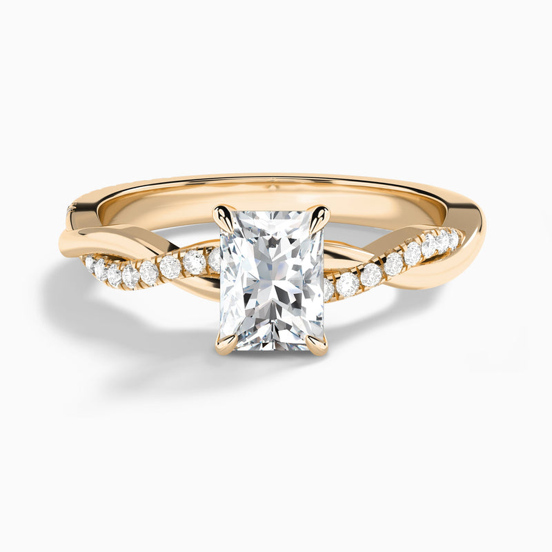 Radiant Accented Twisted Vine Lab Diamond Engagement Ring In 14K Rose Gold - Lucenjuri