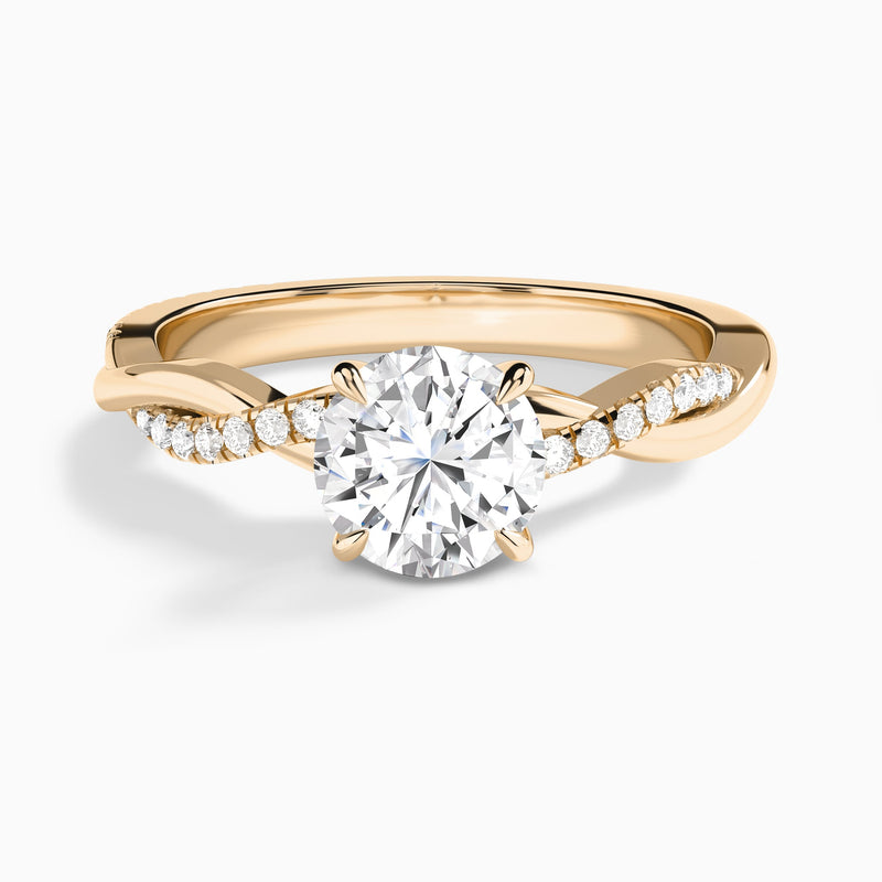 Round Accented Twisted Vine Lab Diamond Engagement Ring In 14K Rose Gold - Lucenjuri